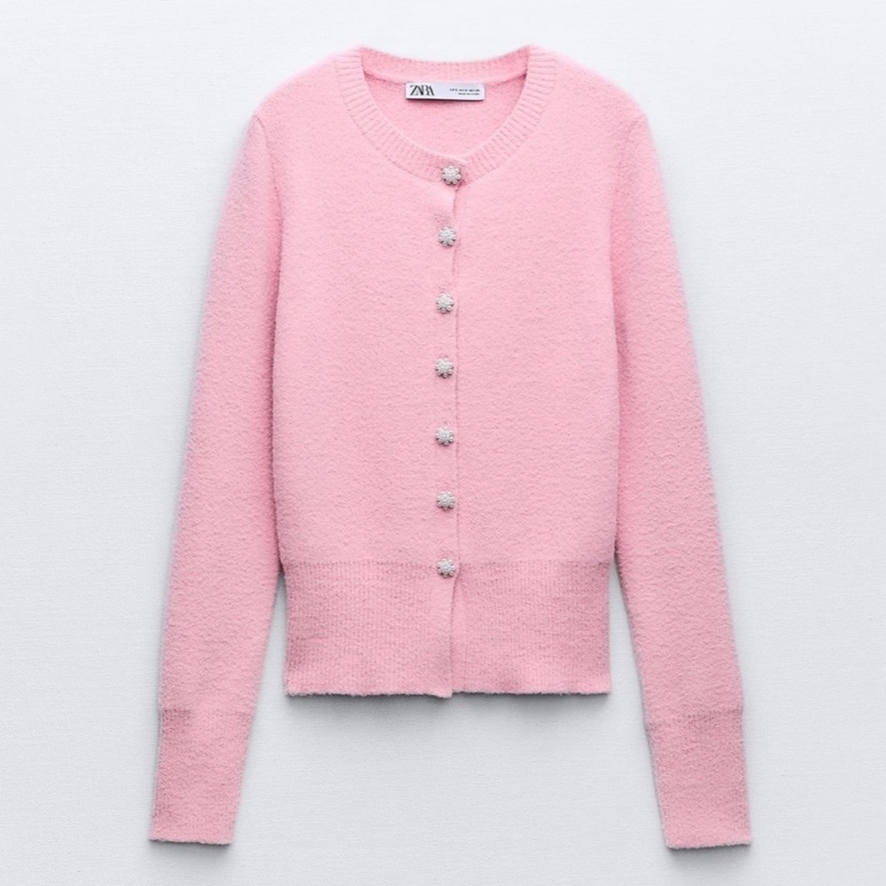 NWT Zara Pearl Button Knit Cardigan